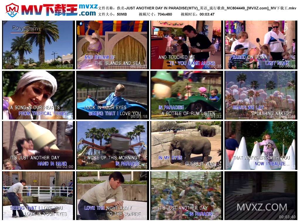 佚名-JUST ANOTHER DAY IN PARADISE(MTV)_英语_流行歌曲_MC804449